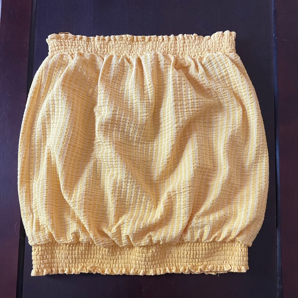 Anthropologie yellow strapless top